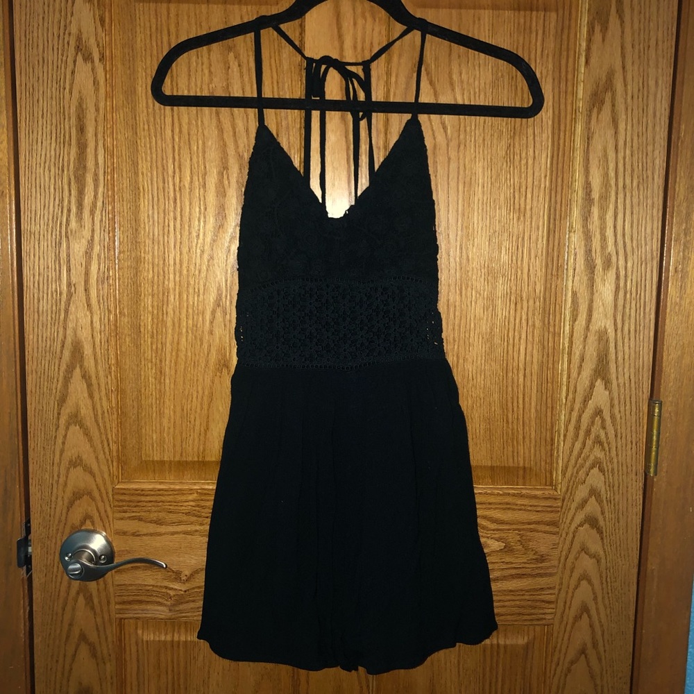 Flowy Crochet Adjustable Beach Rouched Romper